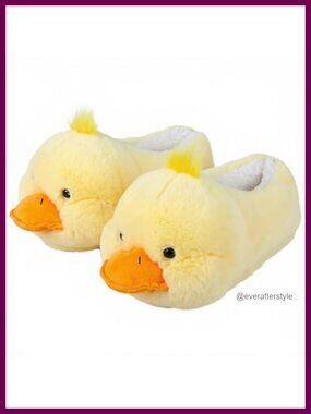 Plush Faux Fur Animal Duck Slippers Memory Foam Non-Slip Cozy Indoor Outdoor